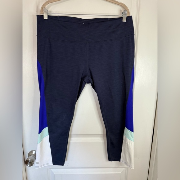 Athleta Women’s Blue Sonar Colorblock Cropped Capri Leggings - Size XL - Picture 1 of 7